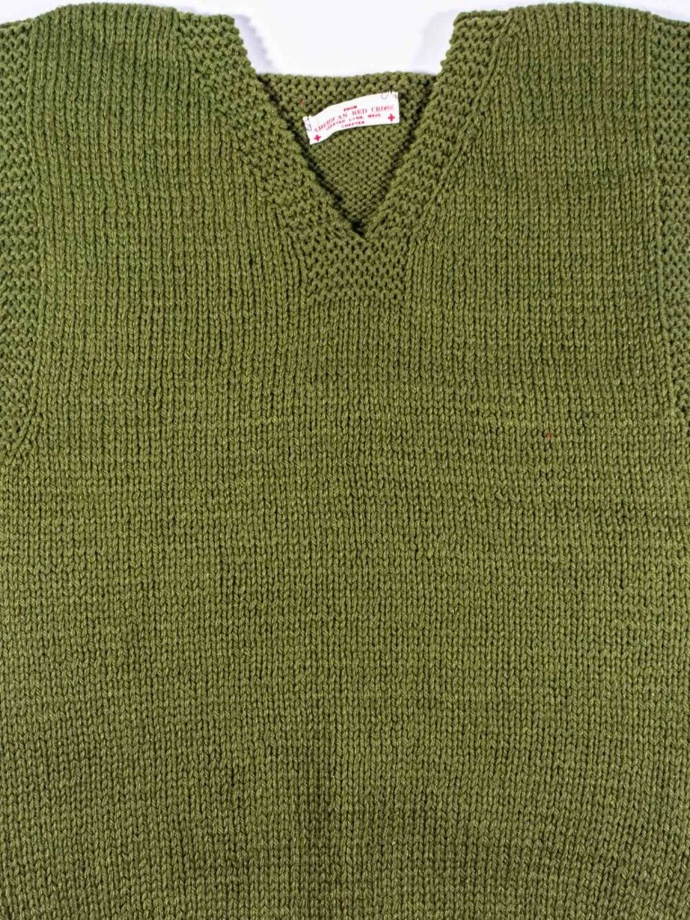 Vintage WWII American Red Cross Wool Sweater Vest Knit Olive Drab US Army